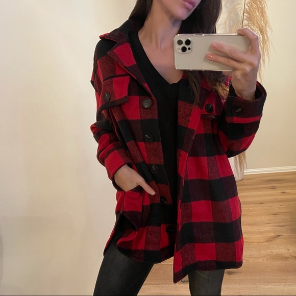 NEW✨Holly Plaid Coat | Red + Black - Picture 5 of 10